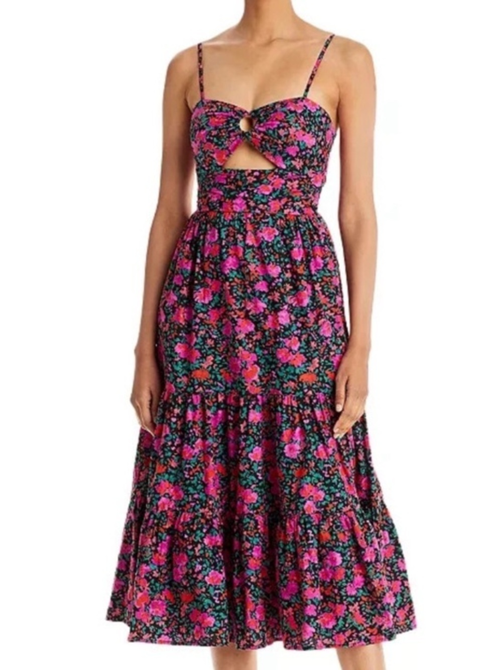 Fore  Cotton Floral Print Cut Out Dress Women's Size Large.